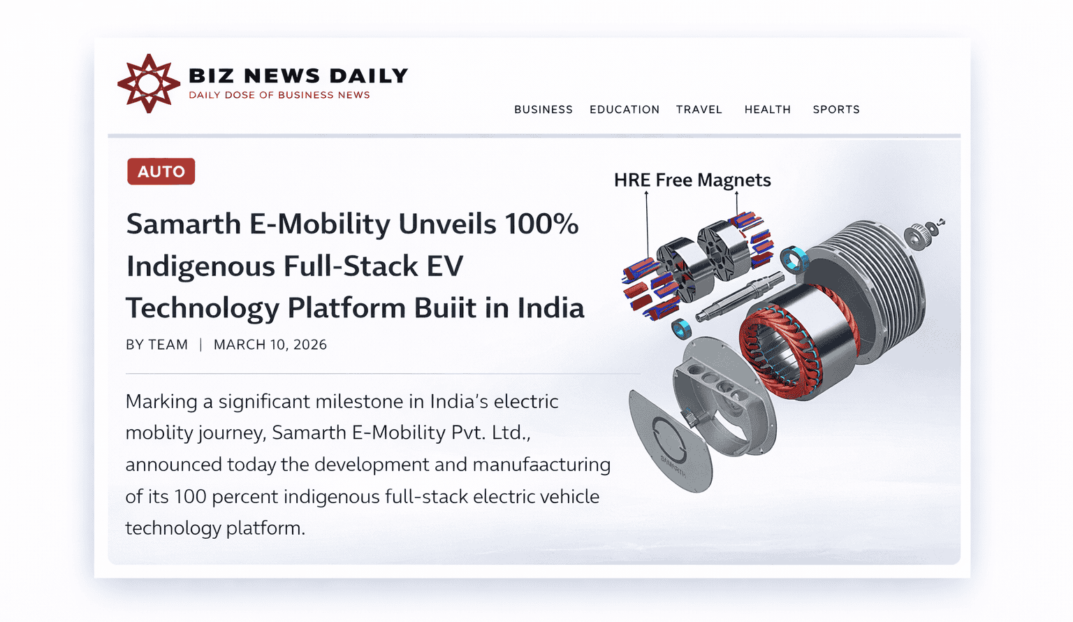 Samarth E-Mobility Unveils 100 percent Indigenous Full-Stack EV Technology Platform Built in India